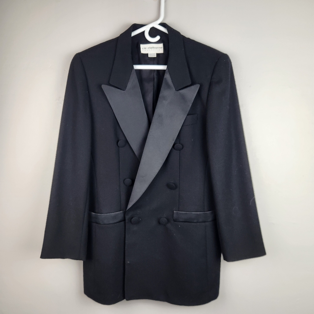 Vintage Liz Claiborne Collection Double Breasted Black Tuxedo Jacket